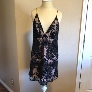 Free People Night Shimmers Mini Dress in Black, Size 6